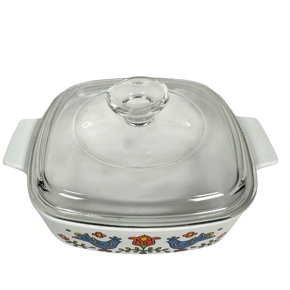 VINTAGE 1975 CORNING WARE Bluebird Of Happiness 1 Qt Casserole Dish with Lid - Picture 4 of 10